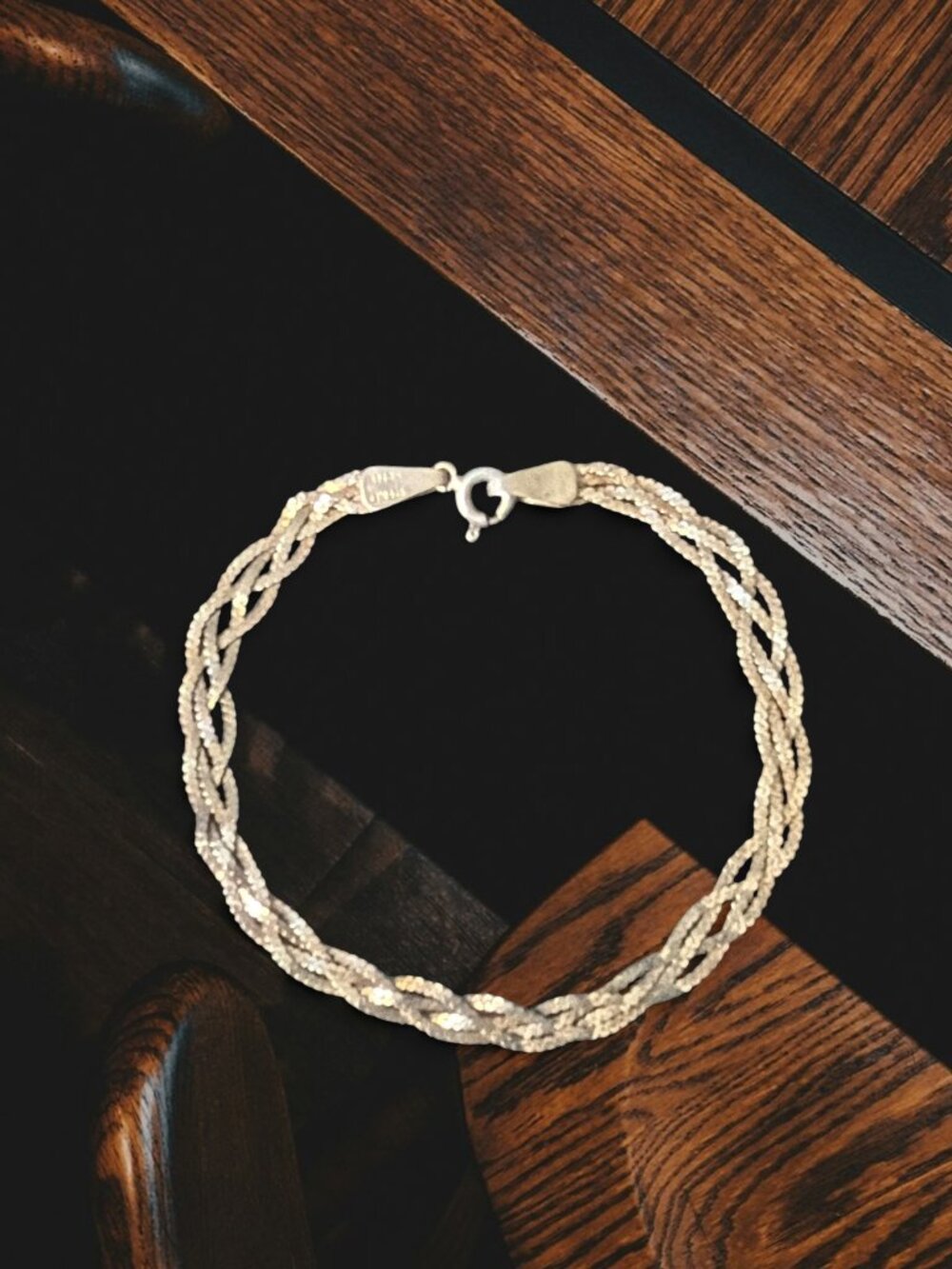 Vintage Taxco Mexico 925 Sterling Silver Braided Chain Bracelet 7.5 in